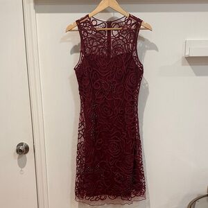 Elegant Burgundy Lace Dress